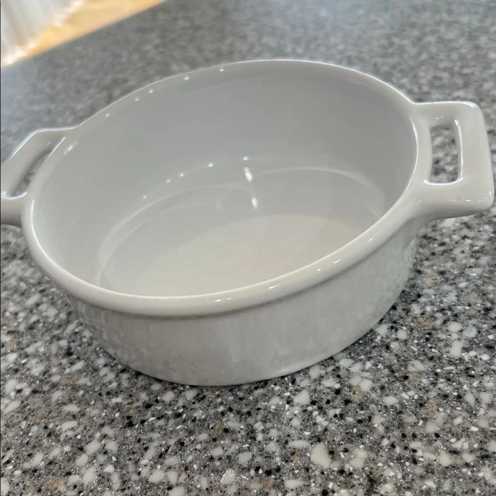 Crate&Barrel White Ceramic Round Baking Dishes with Handles